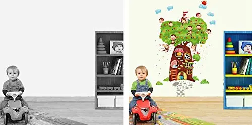 Animals Wall Stickers for Kids Rooms Nursery Baby Home Decor Monkey Elephant Horse Decals | Дом и сад