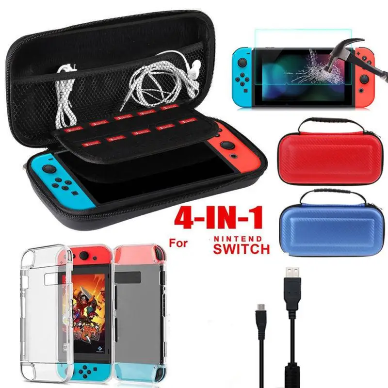 EastVita 4 in1 для Nintendo Switch игровой набор аксессуаров сумка+ чехол+ Защитная крышка чехол+ кабель для зарядки
