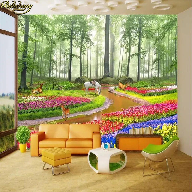 Фотообои beibehang на заказ фэнтези лес цветы море 3D пейзаж фоновые настенные бумаги