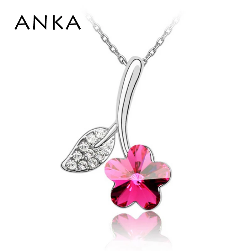 Ожерелье с подвеской из австрийского хрусталя цветными листьями и цветами