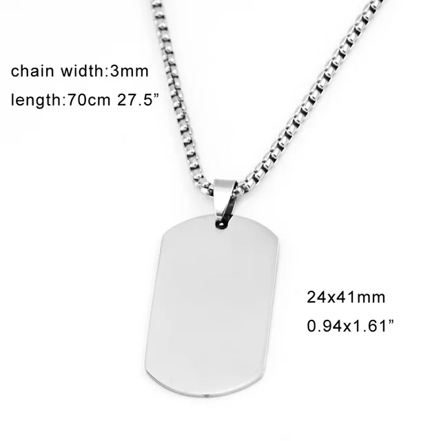 Нержавеющая Сталь Dogtag кулон ожерелье для мужчин пустой армии Ketting солдат Военная пластина воротник зеркальная полировка - Окраска металла: 24x41 70
