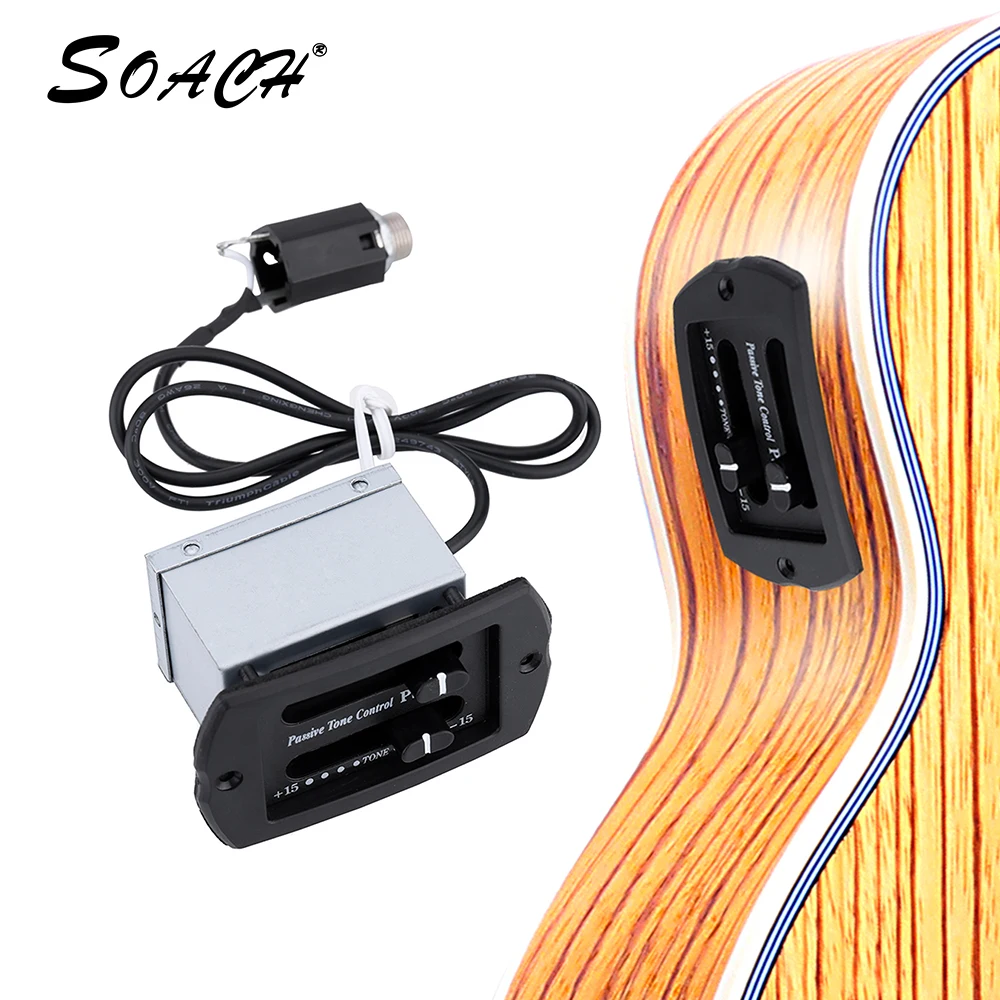 

SOACH укулеле гитара EQ PS-900 двухполосный Эквалайзер Тюнер система с универсальным звукоснимателем для музыкального инструмента, без батареи