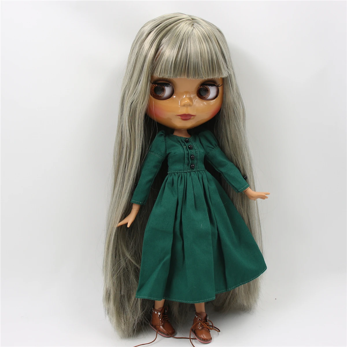 Фабрика blyth кукла 1/6 bjd шарнир тела темная кожа матовое лицо фиолетовые волосы без