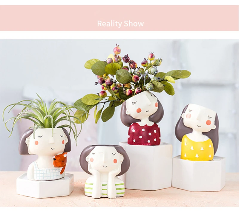 Горшок для растений домашнего декора милый горшок девочек Настольная Ваза