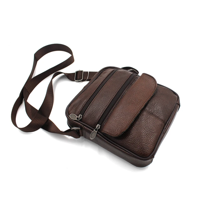 Новый 100% Натуральная Кожа Мужчины Crossbody Сумка Коричневая Винтаж Повседневная Для