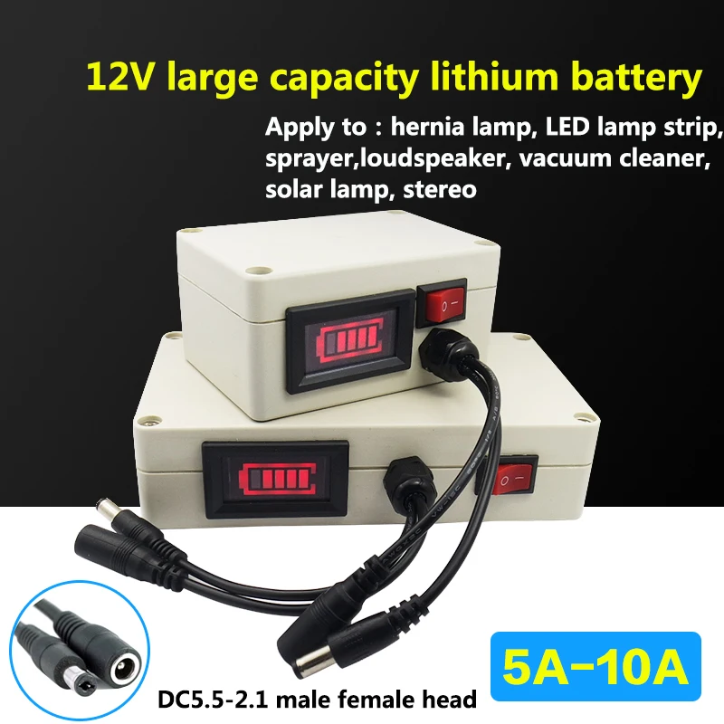 

Lithium battery 12v large capacity can charge 10000mah mobile power supply 10AH large capacity LED lamp audio