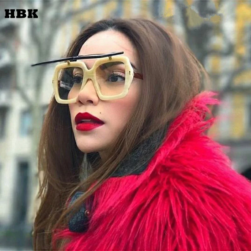 HBK негабаритных квадратных флип классические ретро солнцезащитные очки для