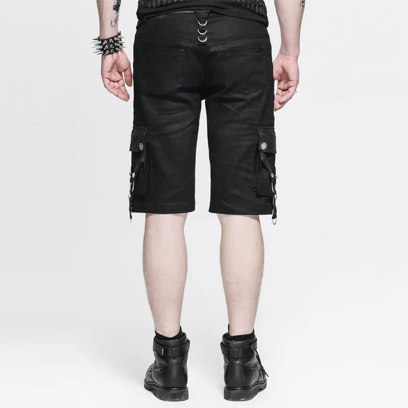 Punk Gothic Men Causual Shorts Zipper Personality Fashion Knee Length Shorts Men's Casual Summer Short Pants