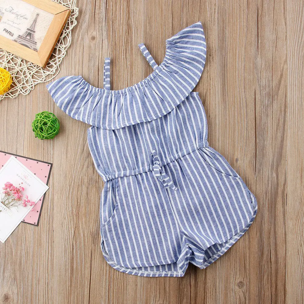 Pudcoco стильная одежда для маленьких девочек Комбинезон девочки в полоску милый
