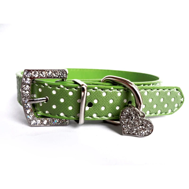 1pcs green Ошейники для собак, ошейники для маленьких собак, щенков, питомцев, пряжки, поводки для собак, шейный ремень, товары для животных, аксессуары для домашних животных, поводок и шлейки - Цвет: 1pcs green