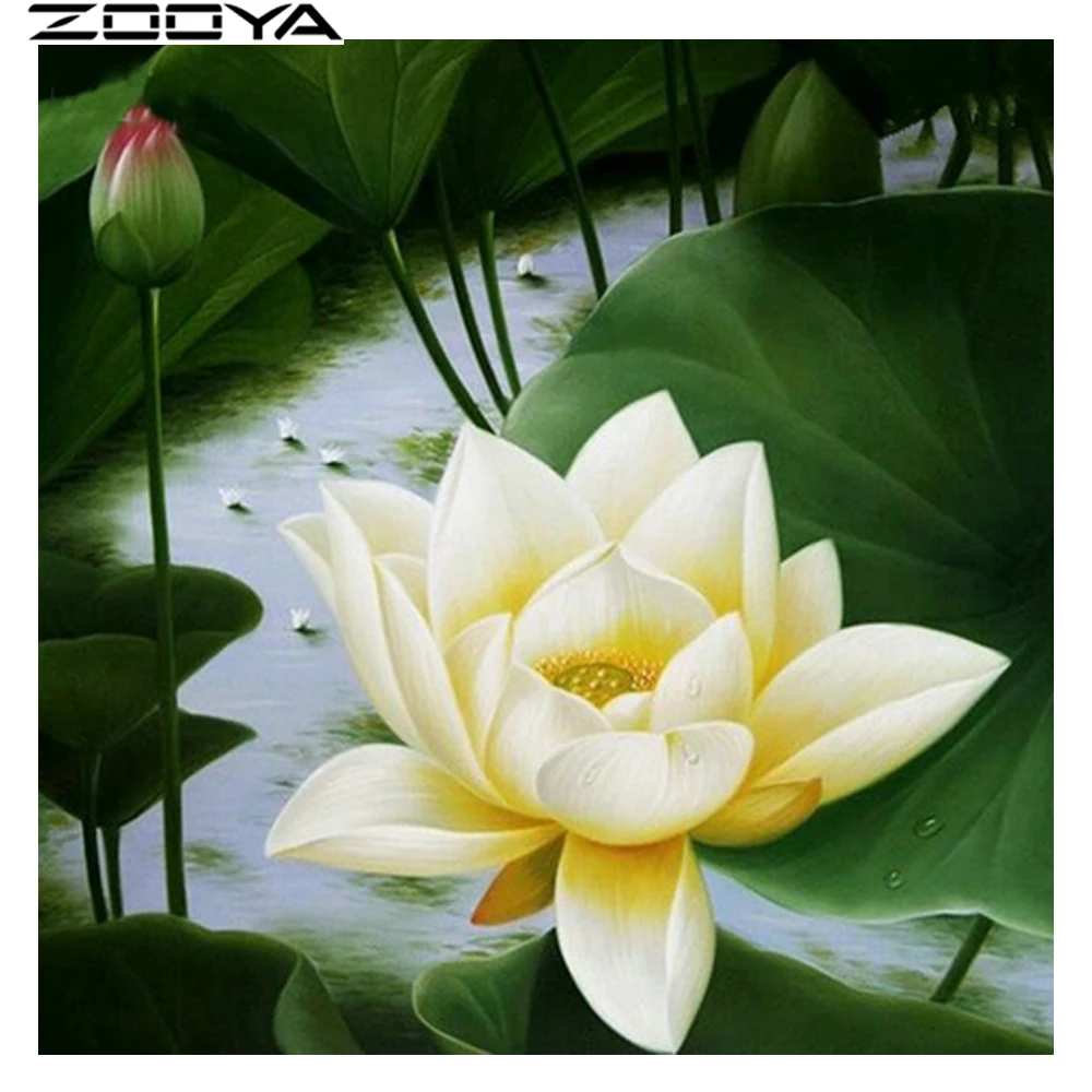 ZOOYA DIY 5D алмазная вышивка крестиком цветок Лотос рукоделие Алмазная рисунок хобби