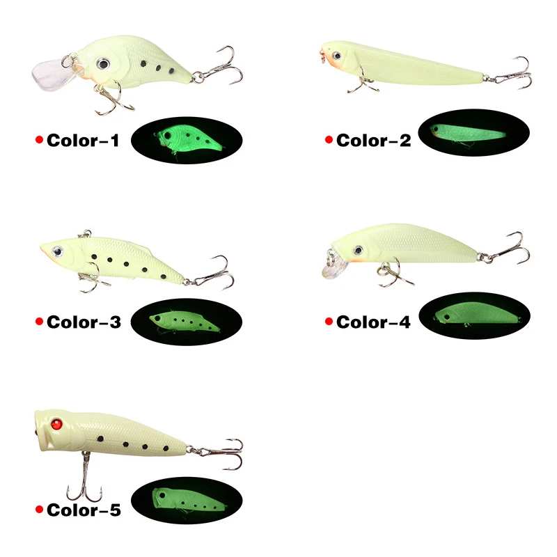 

All types of bait kit Includes Containing box Full body luminous fishing lure set Hard Bait crankbait VIB minnow popper pencil