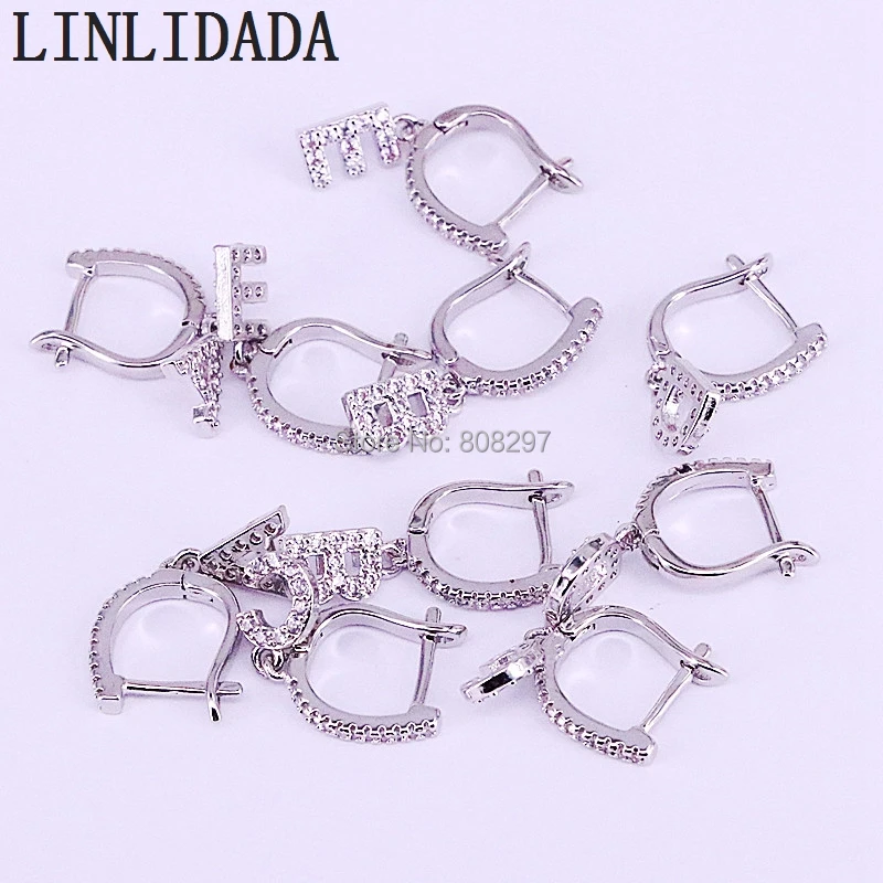 10 пар Новое поступление модные серебристого цвета микро проложенные кубические