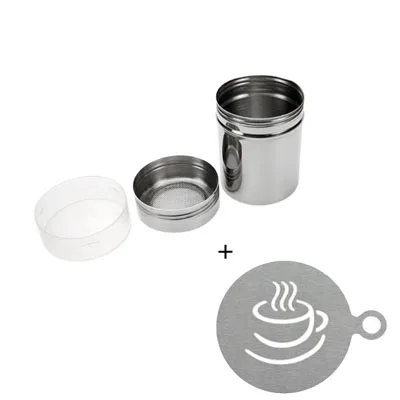 Coffee cup ERMAKOVA набор из 2 Шейкер для кофе и шоколада сито крышка шейкер для кофе и шоколада какао латте капучино бариста арт трафарет торт Пыльник Шаблоны - Цвет: Coffee cup
