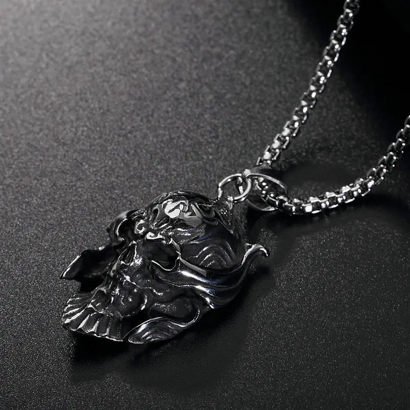В стиле панк ад кулон Цепочки и ожерелья череп Титан Сталь Для мужчин Ожерелья