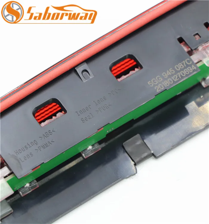 

Saborway Rear LED Black & Red Third Stop Lamp Additional Brake Light For Golf 7 Golf 7.5 R-LINE POLO 6R 5GG945087C 5GG 945 087 C
