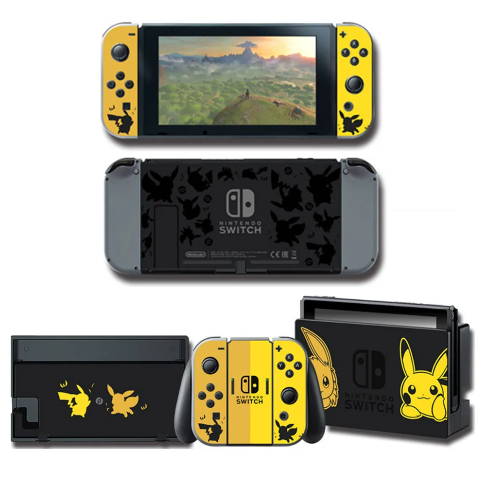Eevee NS Game Let's go Eevee pkchu защита кожи наклейка для nintendo Switch NS консоль+ контроллер+ подставка держатель защитная пленка - Цвет: Eevee