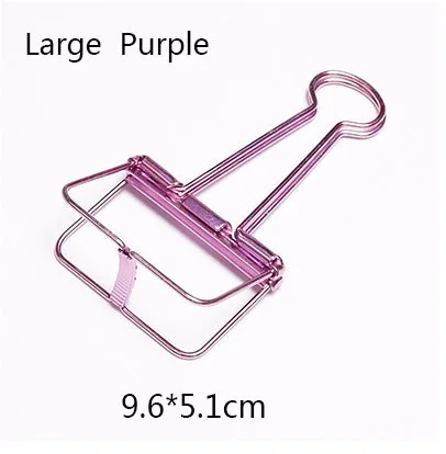 Large Purple Милые цветные большие металлические скрепки Kawaii для студентов, канцелярские аксессуары, школьные принадлежности 6611 - Цвет: Large Purple