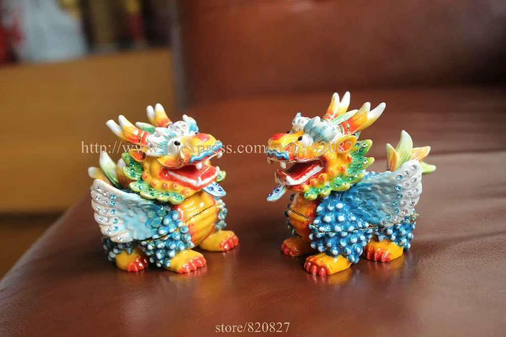 Collectible Fengshui Dragon Statue Trinket Box Unique Dragon Souvenir Home Office Decoration Business Gift Dragon Metal Crafts