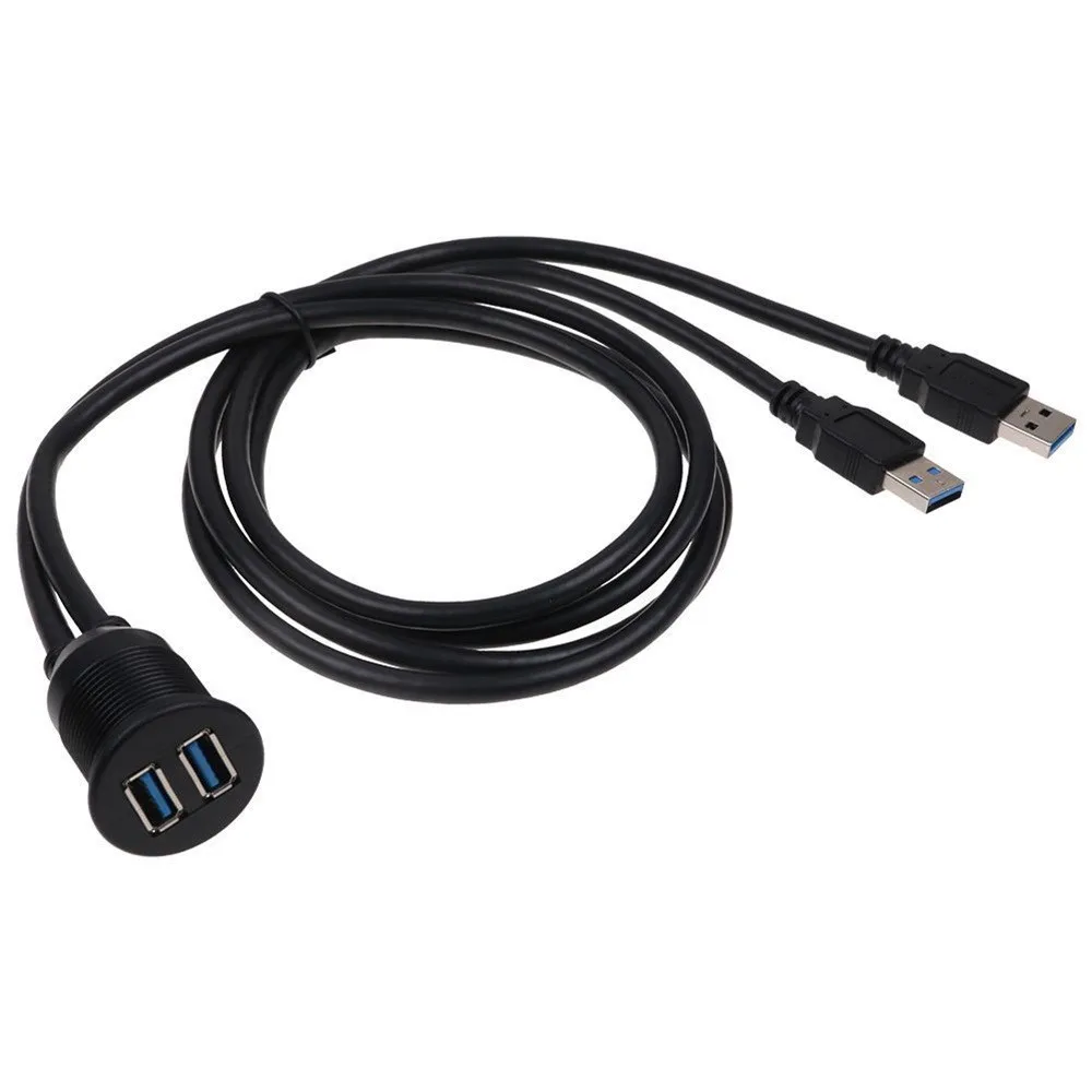 Черный Usb Удлинительный кабель, автомобильная панель, заподлицо, двойной USB 3,0, 1 м, папа-Мама, Удлинительный кабель, usb микро кабель, prolunga usb - Цвет: Черный
