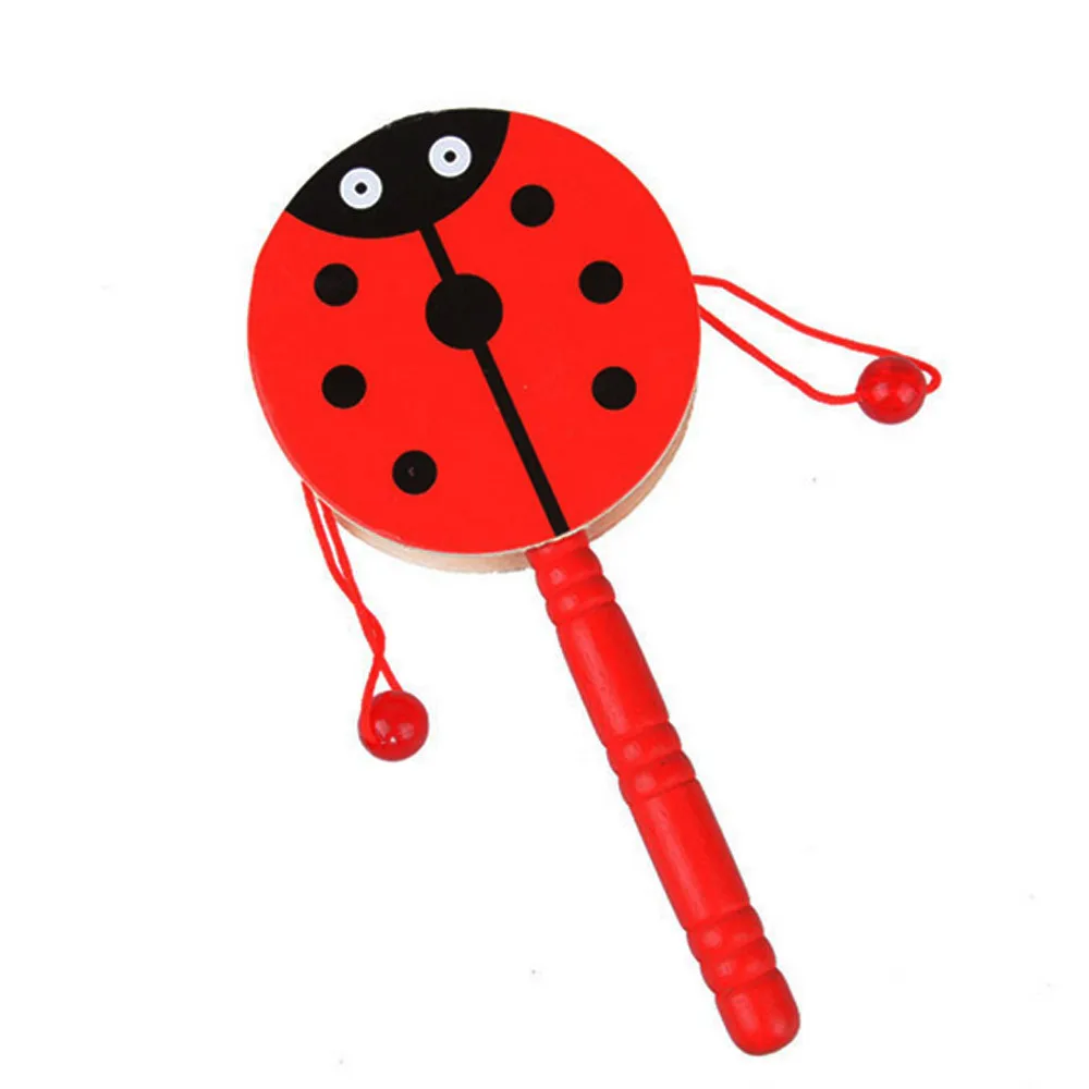 Детская деревянная погремушка барабанный барабан мультяшная музыкальная