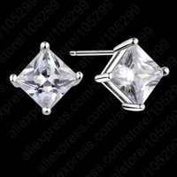 classic square stud earrings 925 sterling silver fine jewelry for women girls wedding party jewelry gift factory price