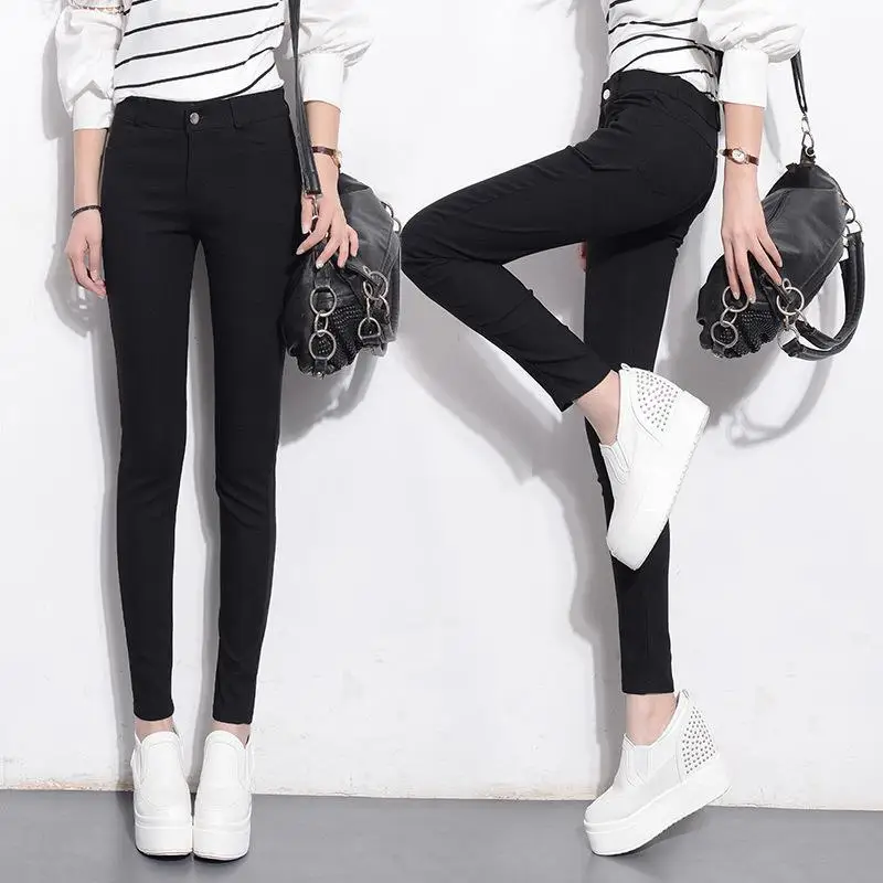 NFIVE бренд 2017 весенние и осенние женские новые брюки Классические тонкие черные