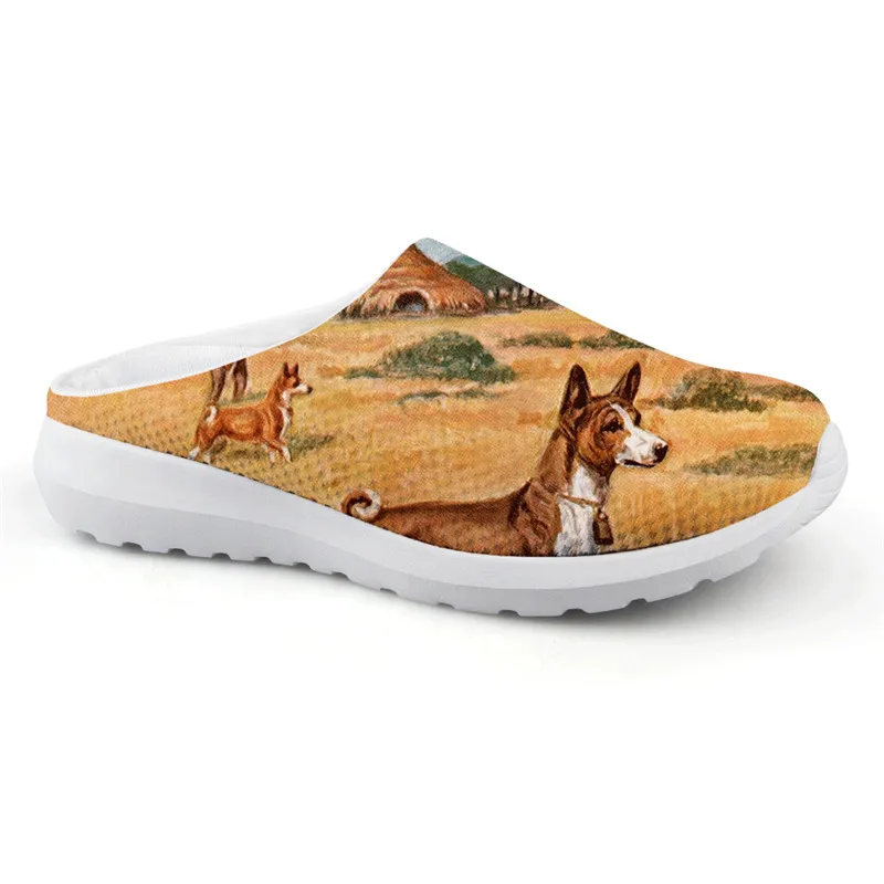 

New Summer Arrival multicolor Basenji Dog Print Female Flats Summer Women Casual Vogue Comfortable Lazy slippers Sandals Shoes