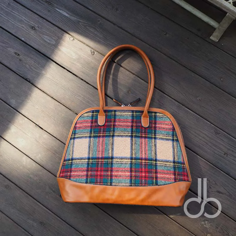 Шлифованный клетчатая сумка из искусственной кожи с рисунком гусиные лапки