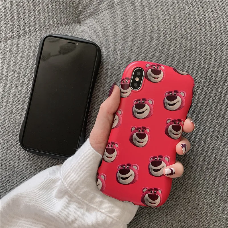 Горячий мультяшный милый медвежонок с клубникой мягкий TPU ударопрочный задний чехол для iPhone X XS Max XR 6 6S 7 8 Plus SE телефон чехол Coque on.