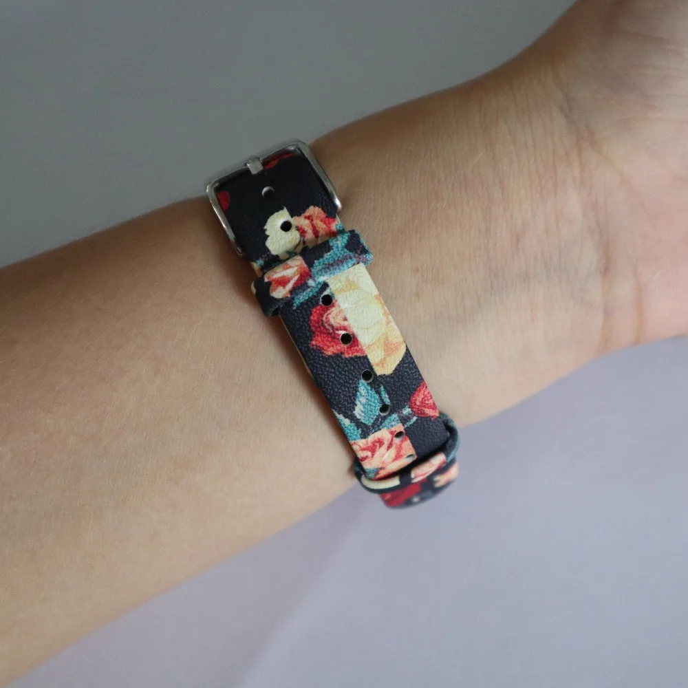 Браслет с цветочным принтом для huawei Honor band 4, кожаный металлический ремешок Honor band 4, браслет Pulseira Accesorio