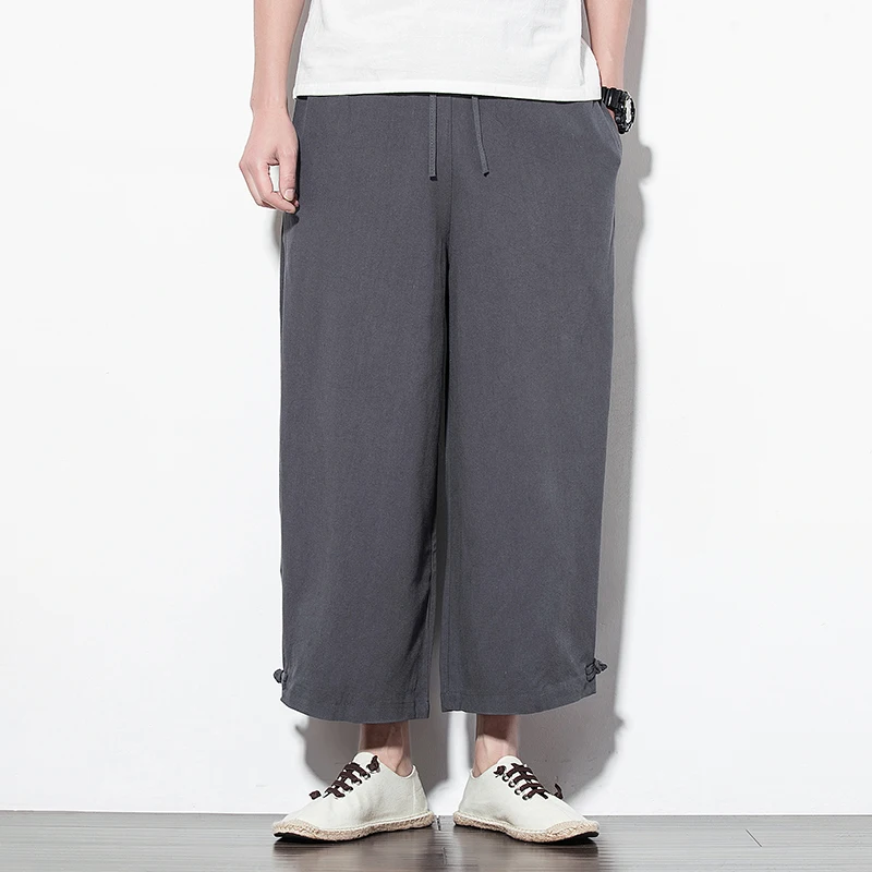 Летние мужские хлопковые льняные штаны мужские Брендовые повседневные широкие брюки традиционные брюки по лодыжку плюс размер 5xl 6xl 7xl