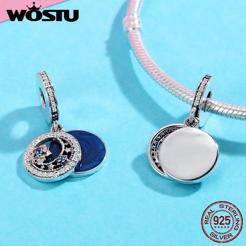 WOSTU Новая коллекция 925 пробы Серебряная Лунная звезда синяя чарующая подвеска