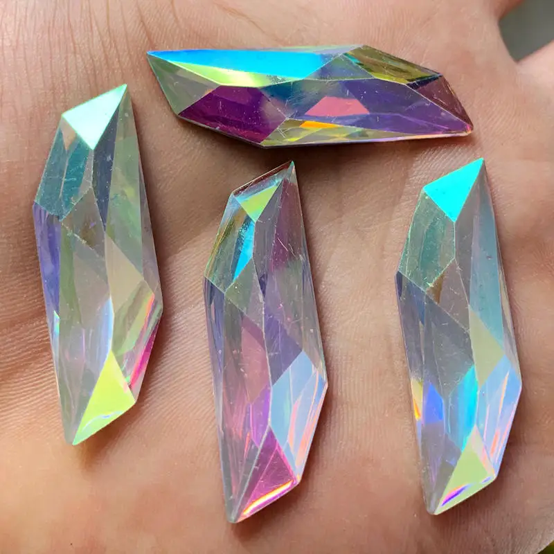Bling 8pcs 14*45mm Crystal AB S-shape&Leaves Resin Rhinestone Applique Flatback Face Strass Non Sewing Stones for Crafts | Дом и сад