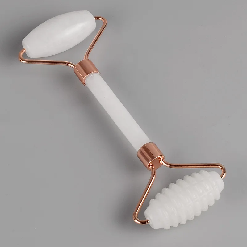 rose gold Микро игольчатый ролик для лица массажный натуральный белый нефрит Boby антицеллюлитный массажер для похудения красота уход за кожей Инструмент - Цвет: rose gold