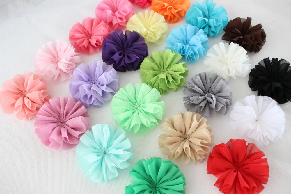 7 см балерины Цветы шифон цветы Ткань для головной повязки Детские аксессуары