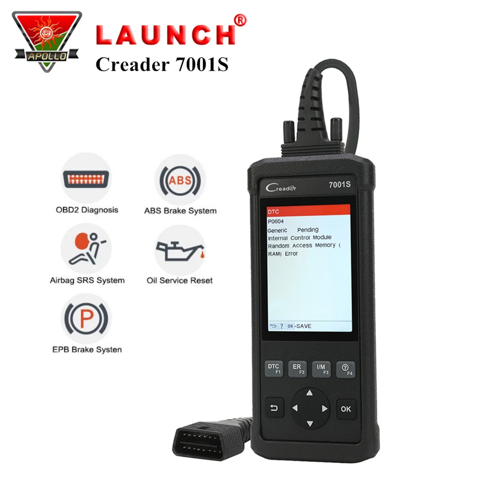Launch Creader 7001S Авто OBD2 сканер CR7001S OBD Автомобильный диагностический инструмент ABS SRS