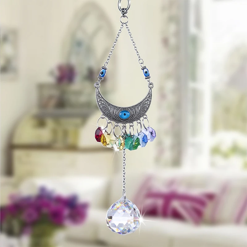 H& D чакра Suncatcher 30 мм Хрустальный Шар Подвесной Настенный счастливый злой украшение в виде глаза подарок для защиты дома Декор