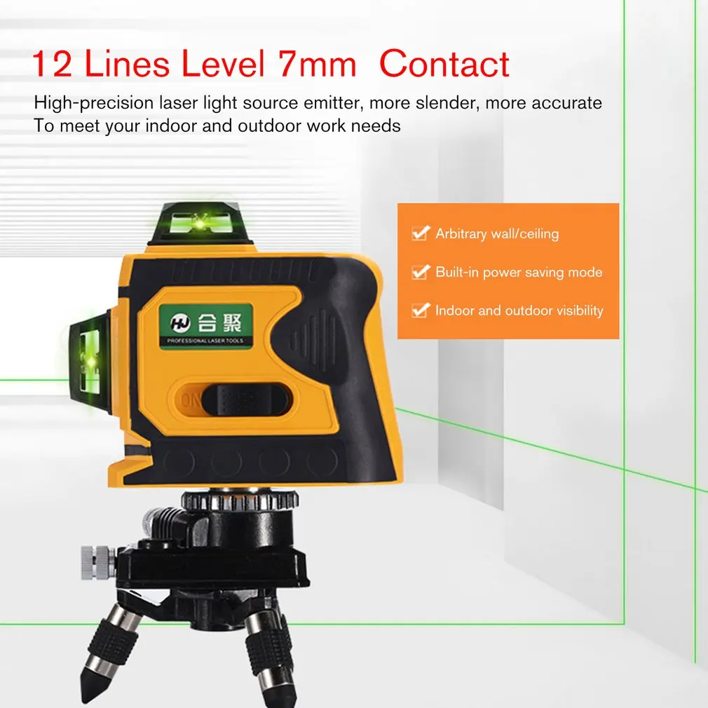 12Lines 3D Laser Level Range Finder Self-Leveling 360 Horizontal And Vertical Cross Super Powerful Green Beam Line | Инструменты