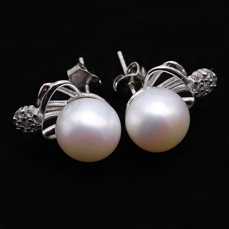 JYX Exquisite 9.5mm White Freshwater Pearl Stud Earrings in Sterling Silver | Украшения и аксессуары