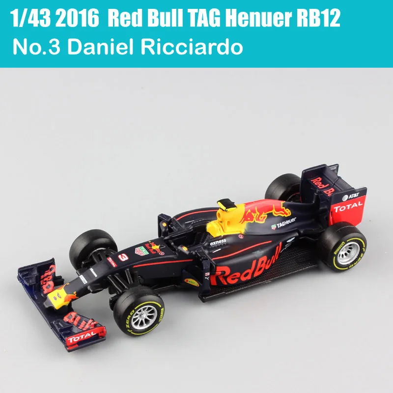 2016 RB12 No.3Daniel Детские 1:43 весы BBurago Racer RB14 SF71H SF70H Kimi Raikkonen Себастиан Vettel литье под давлением № 3 модели автомобилей, игрушки - Цвет: 2016 RB12 No.3Daniel
