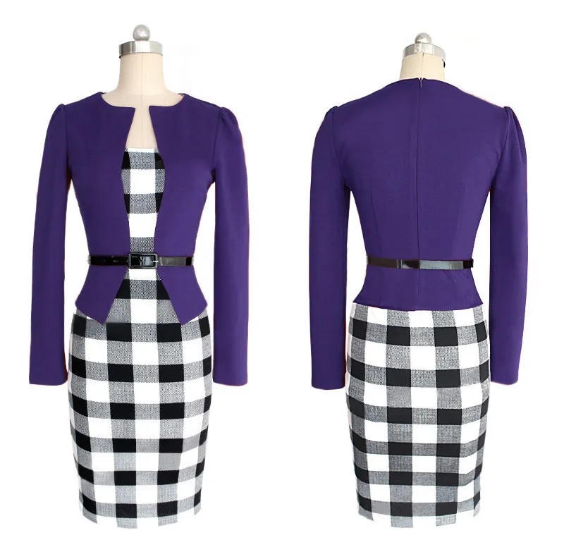 Осеннее платье-карандаш Oxiuly с длинным рукавом и поясом | Женская одежда