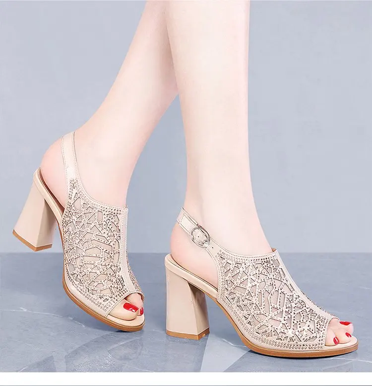

New Sexy high heel with female sandals fish mouth buckle with Thick heel bottom platform waterproof platform thick women shoes