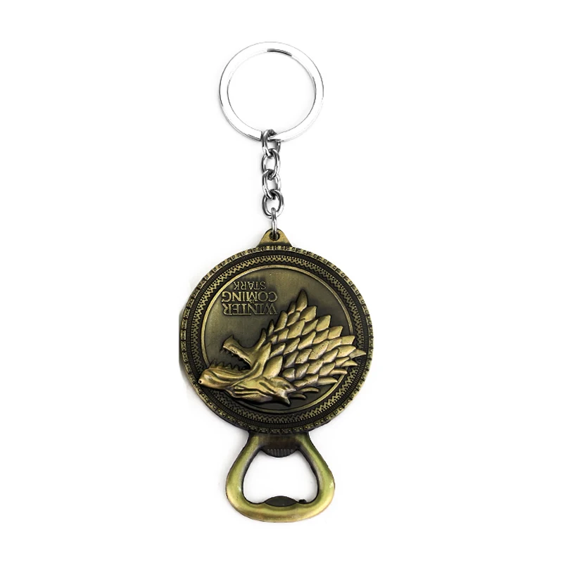 K257-1 Открывалки для пивных бутылок Игра престолов брелки дом Старк Волк Многофункциональный открывалка для бутылок инструмент металлический брелок для мужчин фильм ювелирные изделия - Цвет: K257-1