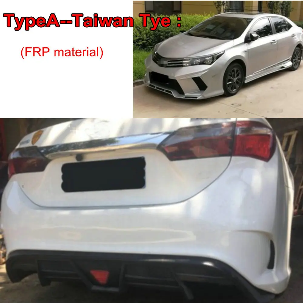 TypeA PP/автомобиль frp Автомобильный кузов Corolla кузов комплект передний и задний бампер+ боковые юбки для Toyota Corolla- комплекты кузова - Цвет: TypeA