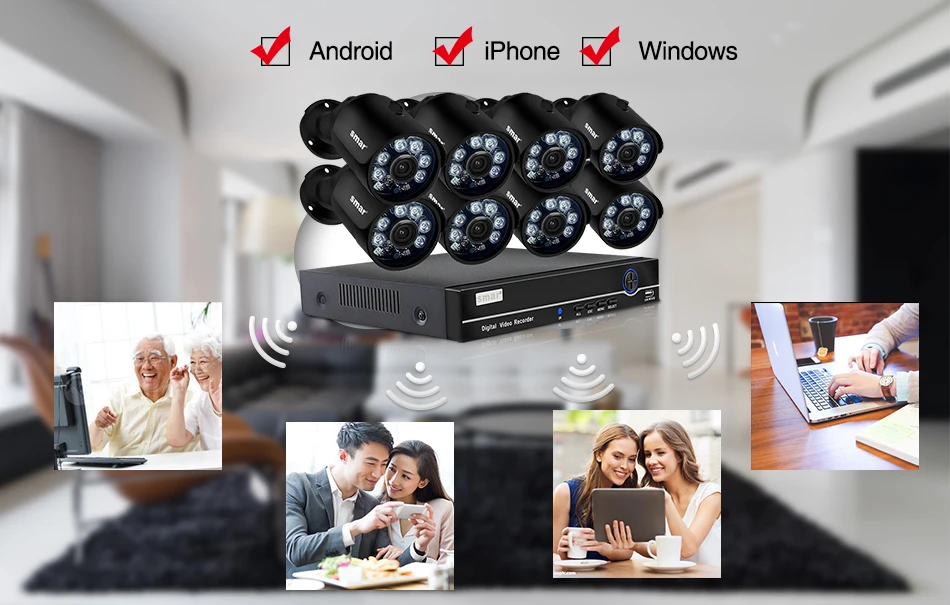 Smar H.265 безопасности Камера Системы 8CH 4CH 1080P HDMI POE NVR Kit металлический 2MP IR уличная IP CCTV камера Камера P2P видео наблюдения