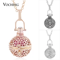10pcslot vocheng angel bola oil scent locket 3 colors copper metal maternity necklace with stainless steel chain va 21110