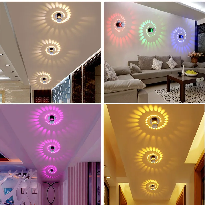 Настенный светильник светодиодный 7 цветов 3 Вт Rgb|Комнатные настенные LED -лампы| |