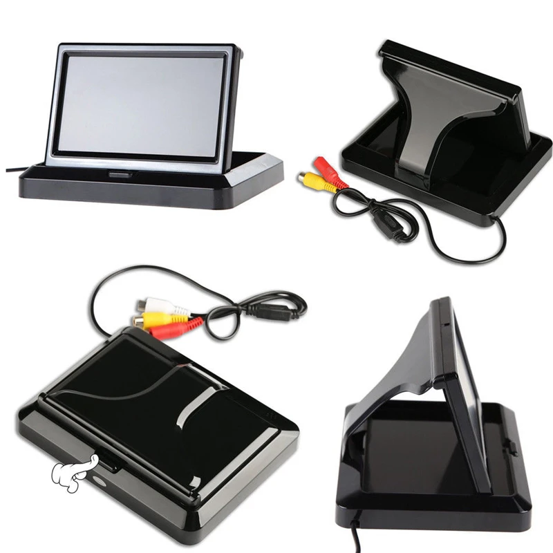 YuanTing lcd автомобильный TFT дисплей Настольный/складной/зеркальный монитор 5 ''видео PAL/NTSC автопарковка для камеры заднего вида