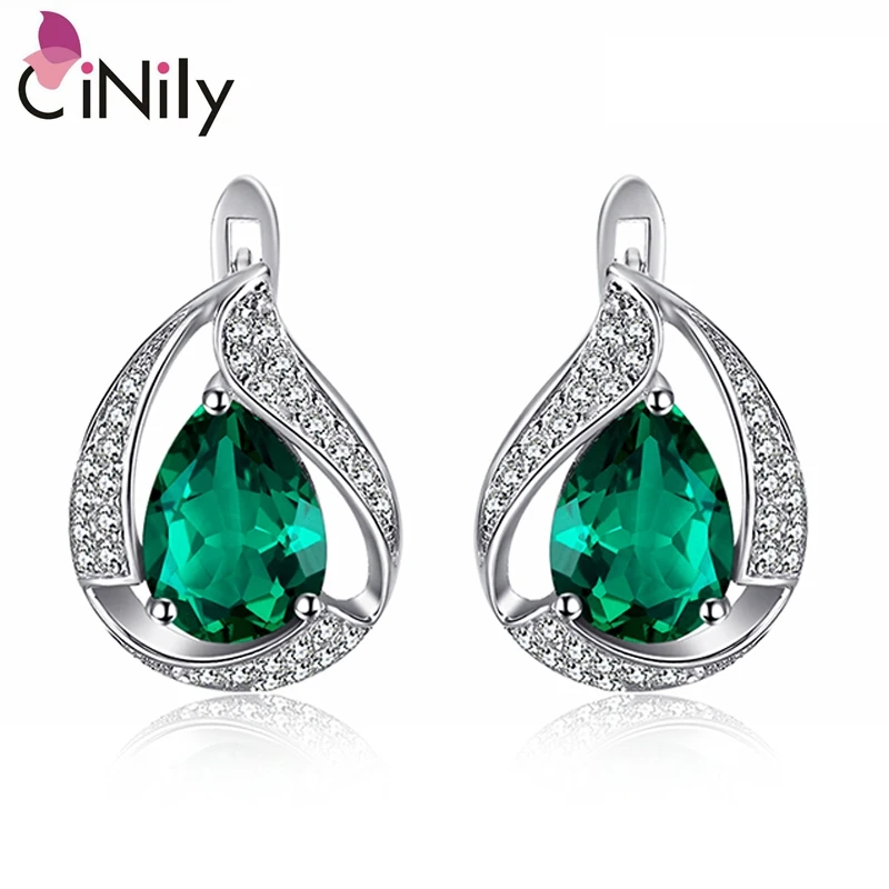 CiNily Аутентичные. Цельное 925 пробы серебро, Изумрудный Фианит, для женщин, хорошее ювелирное изделие, серьги-гвоздики SE038